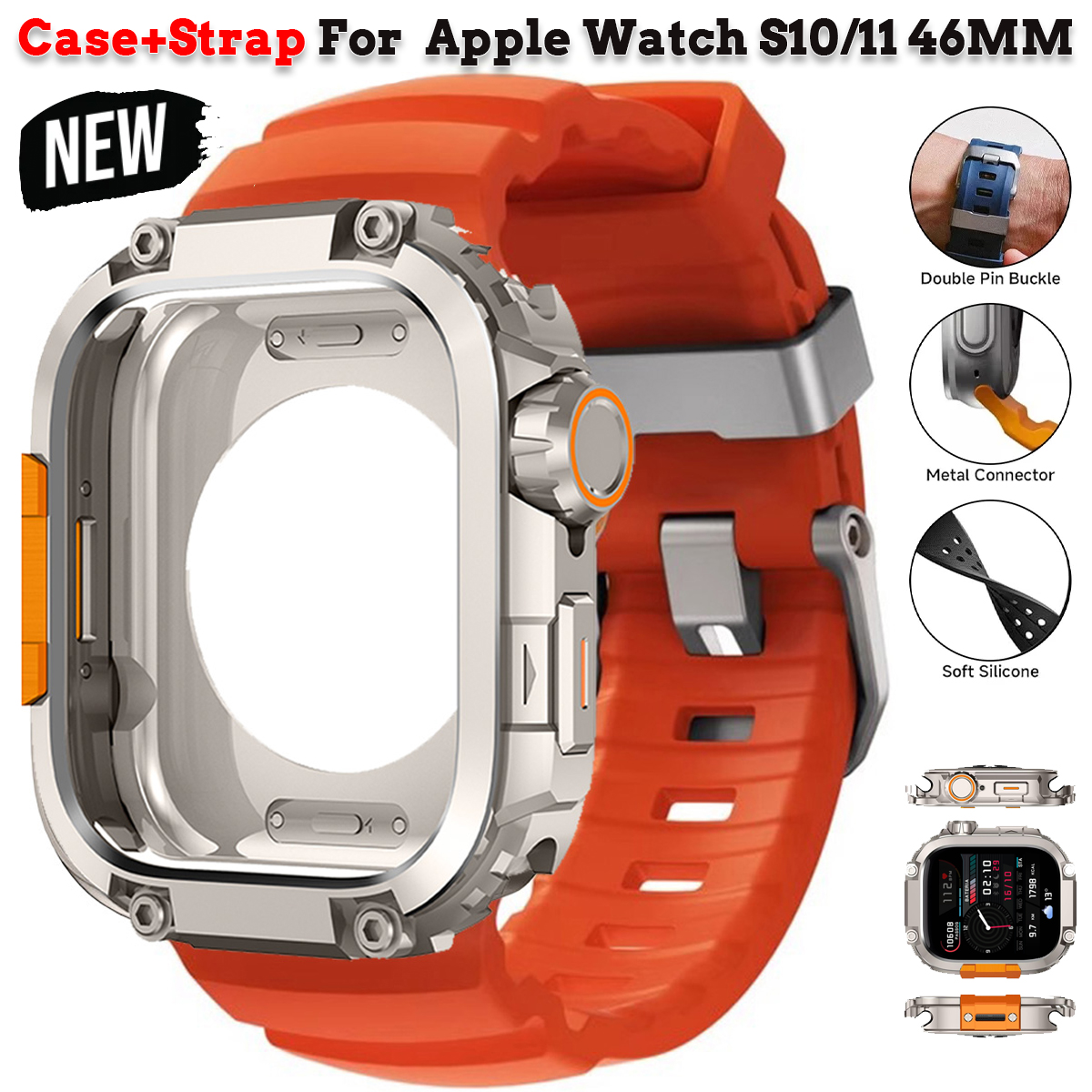 Luxury Watch Ap - Case+Strap 2IN1 for Apple Watch Series