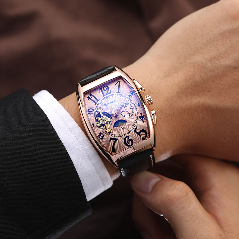 Tourbillon Movement Watch - Men’s* Automatic Mechanical Watch Barrel Shape