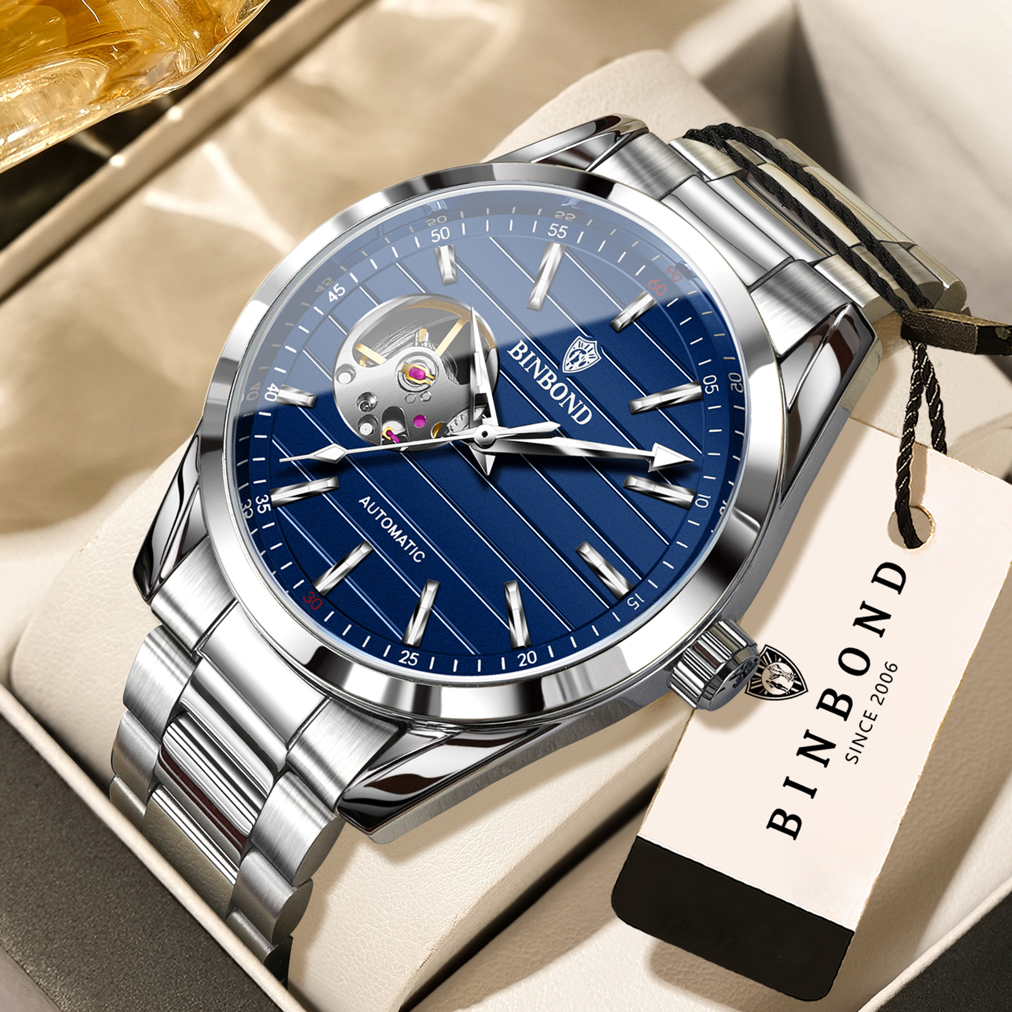 Tourbillon Movement Watch - BINBOND Luxury Mechanical Wristwatches for Men
