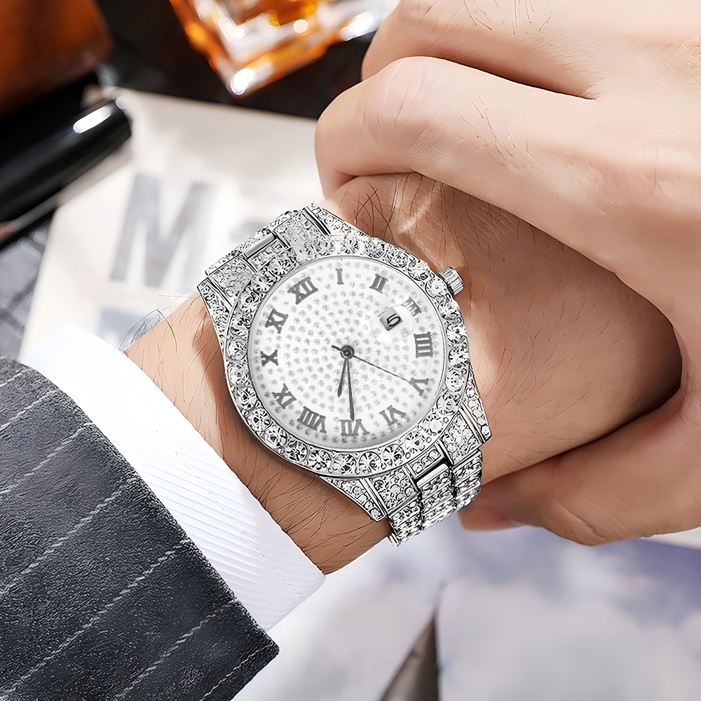 1 Hip-hop Full Diamond Silver  - Luxury Watch Life reseña y precio
