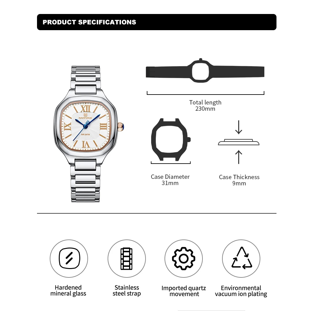 NAVIFORCE Luxury Women's Watch - Luxury Watch Black reseña y precio