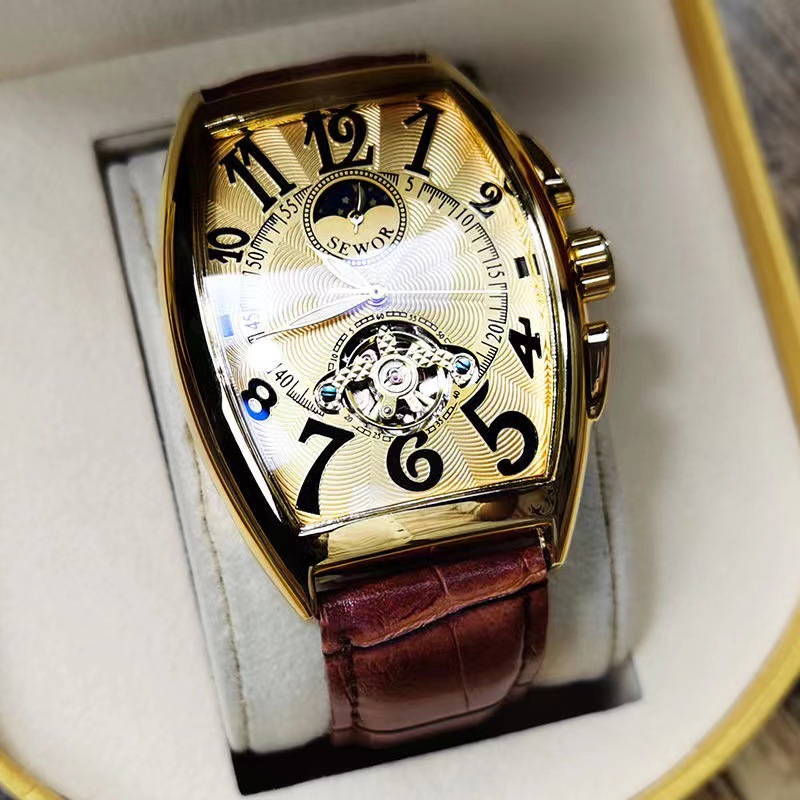 SEWOR Mechanical Watch Men Gol - Tourbillon Movement Watch reseña y precio
