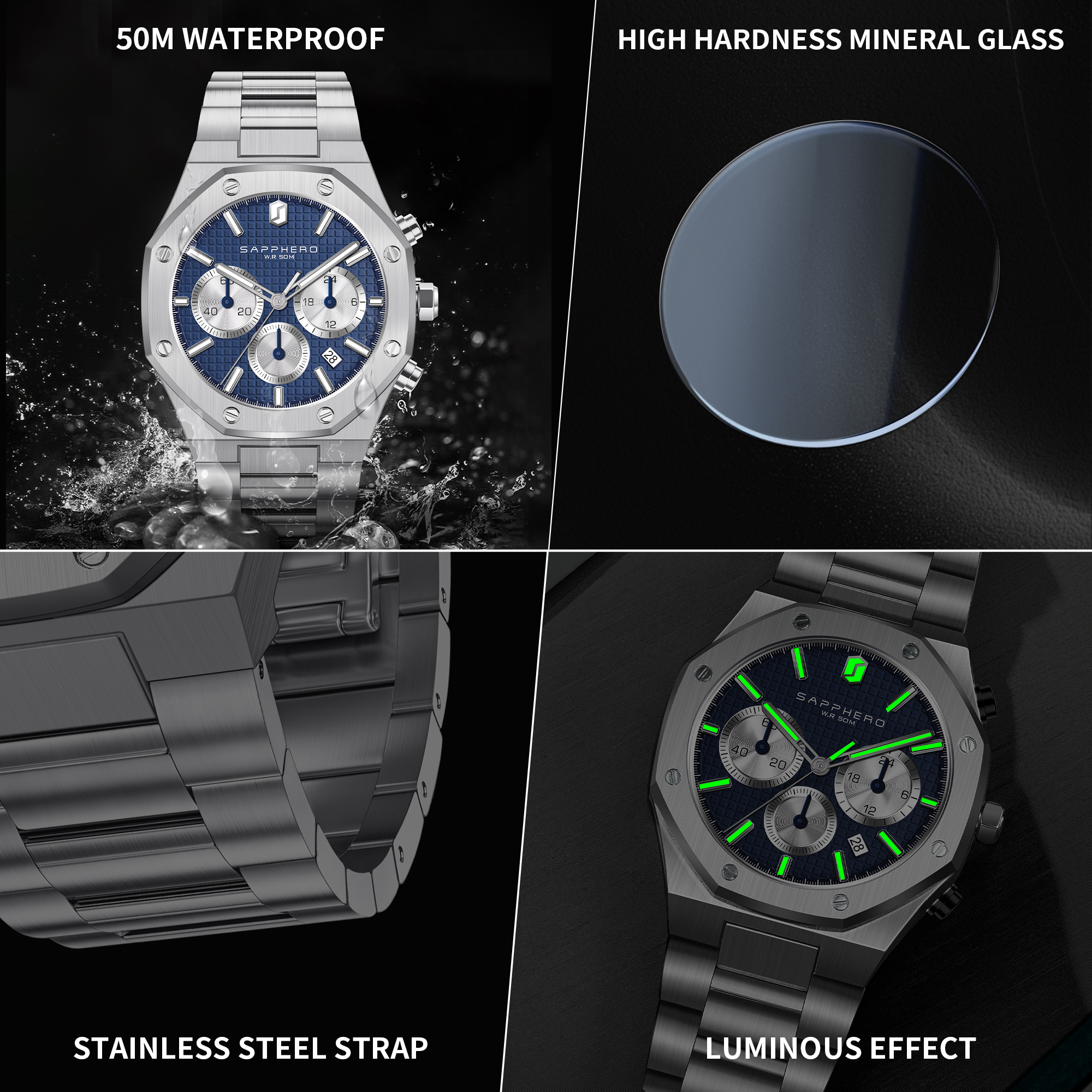 SAPPHERO Men's Watch Waterproo - Luxury Watch Ap reseña y precio