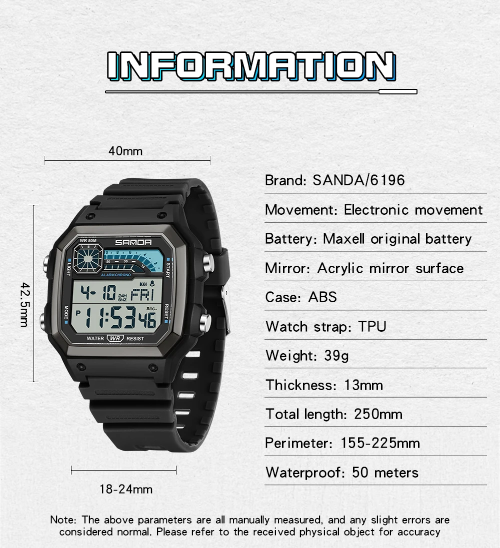 SANDA 6196 Men Electronic Watc - Minute Repeater Watch reseña y precio