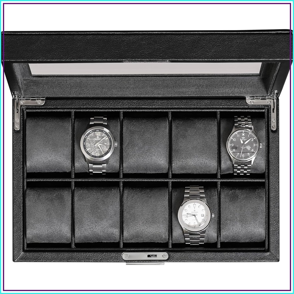 10 Slot Locking Leather Watch  - Luxury Watch Organizer reseña y precio