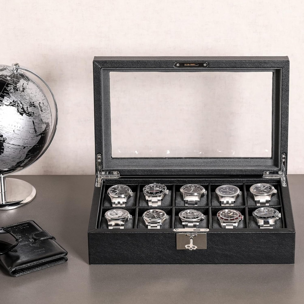 10 Slot Locking Leather Watch  - Luxury Watch Organizer reseña y precio