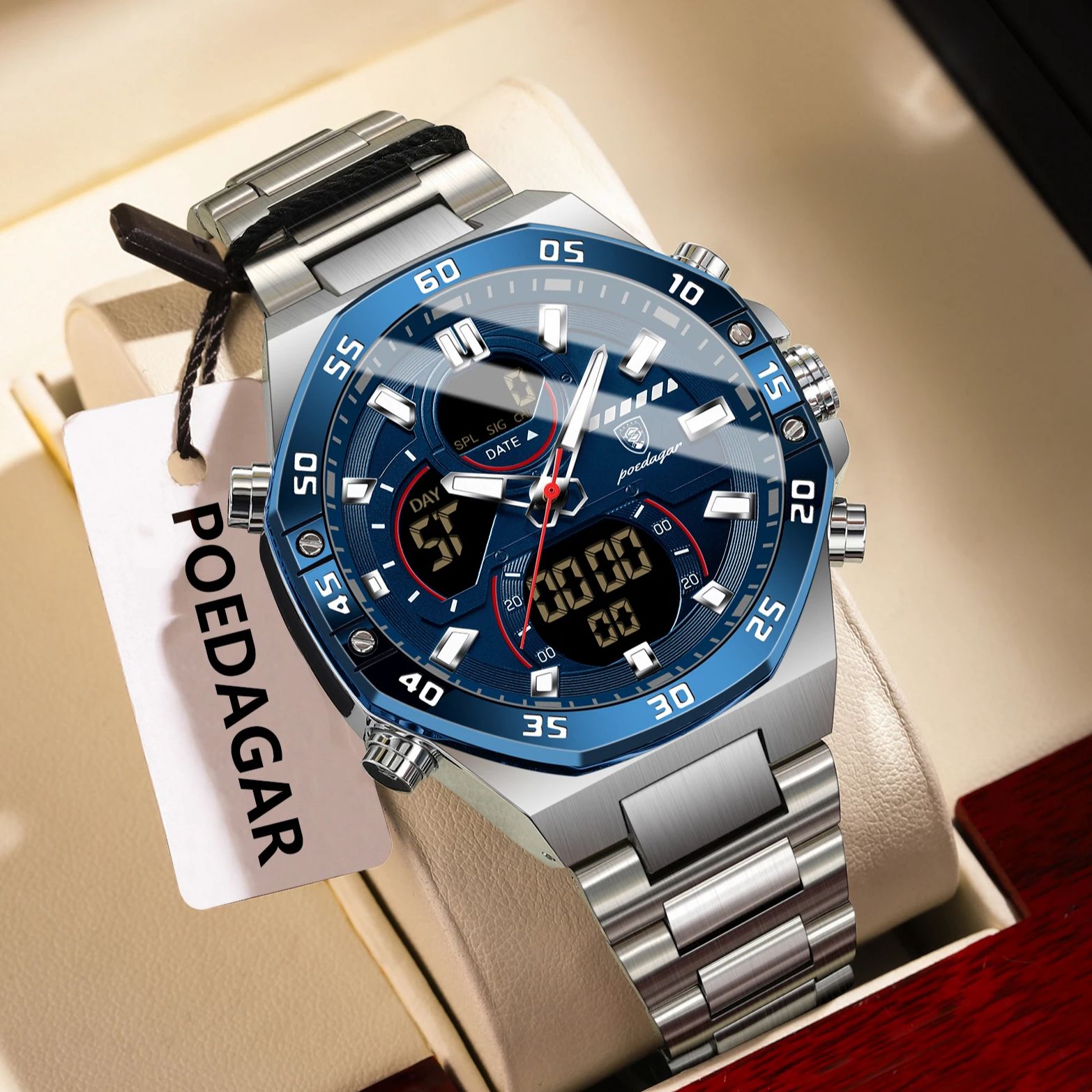 POEDAGAR Top Men Clock LED Lum - Minute Repeater Watch reseña y precio