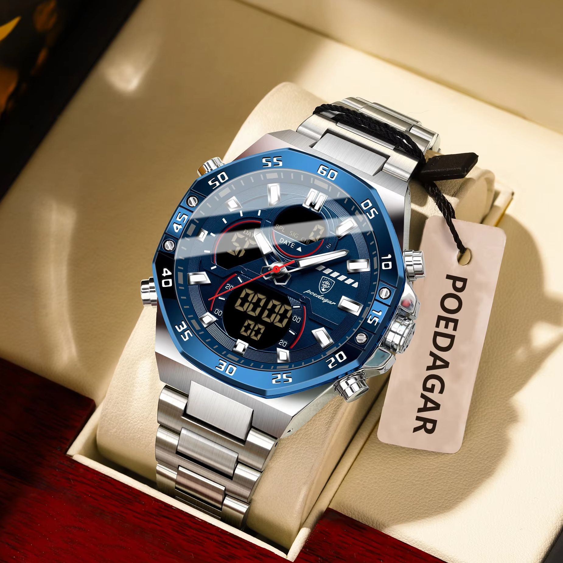 POEDAGAR Top Men Clock LED Lum - Minute Repeater Watch reseña y precio