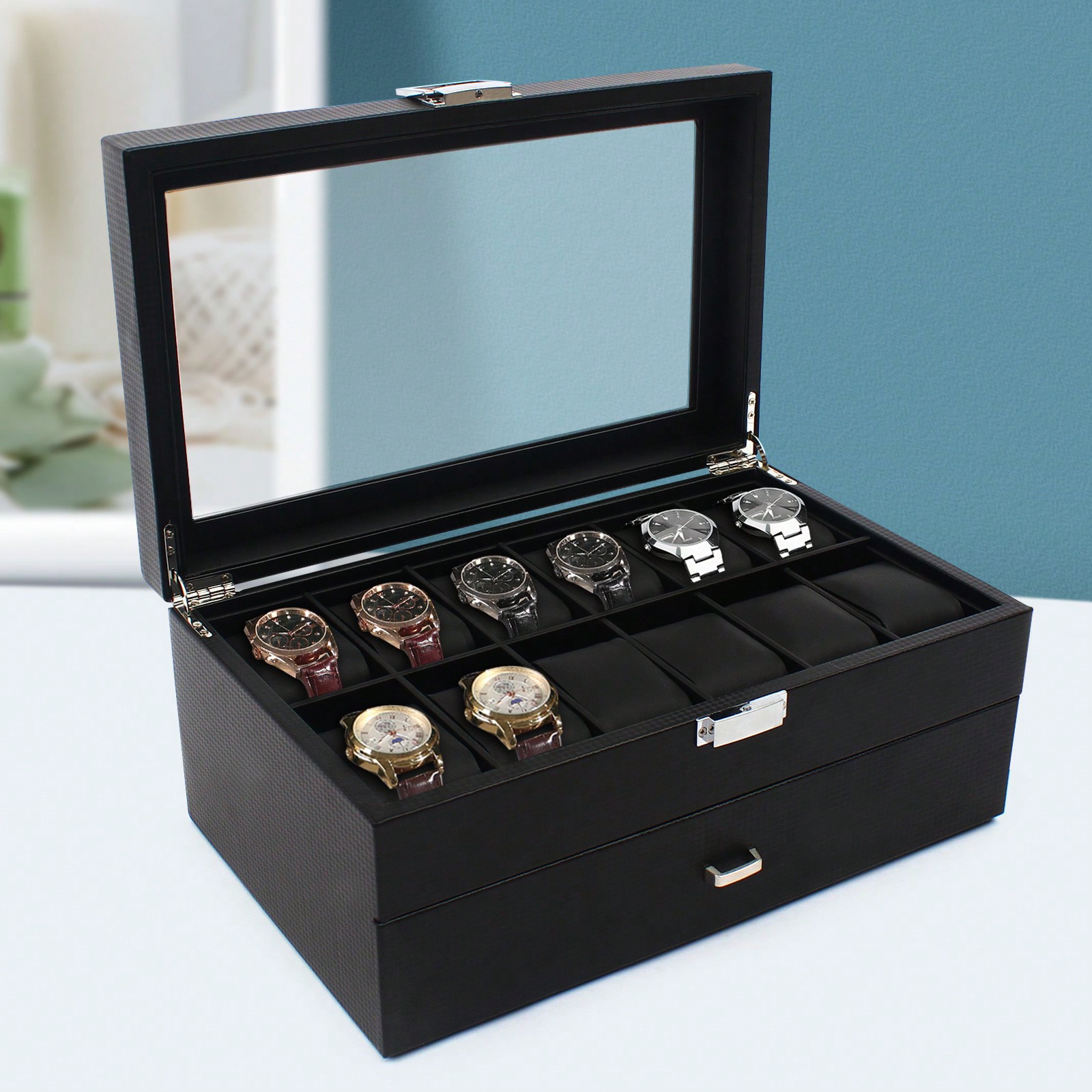 24 Slot Men Watch Display Case - Luxury Watch Organizer reseña y precio