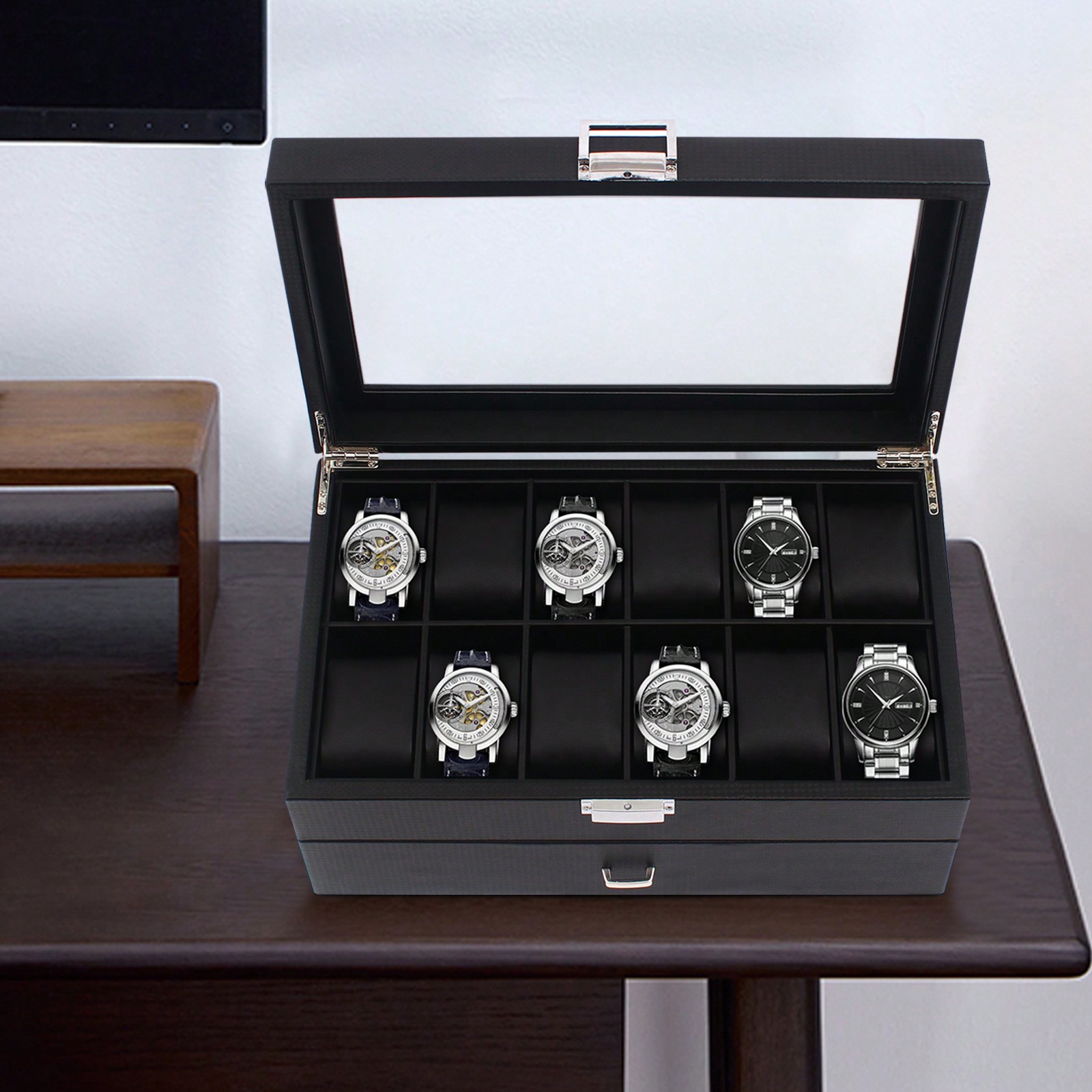 24 Slot Men Watch Display Case - Luxury Watch Organizer reseña y precio