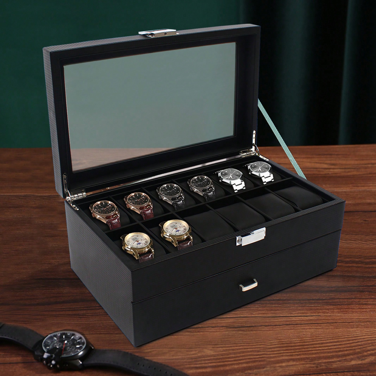 24 Slot Men Watch Display Case - Luxury Watch Organizer reseña y precio