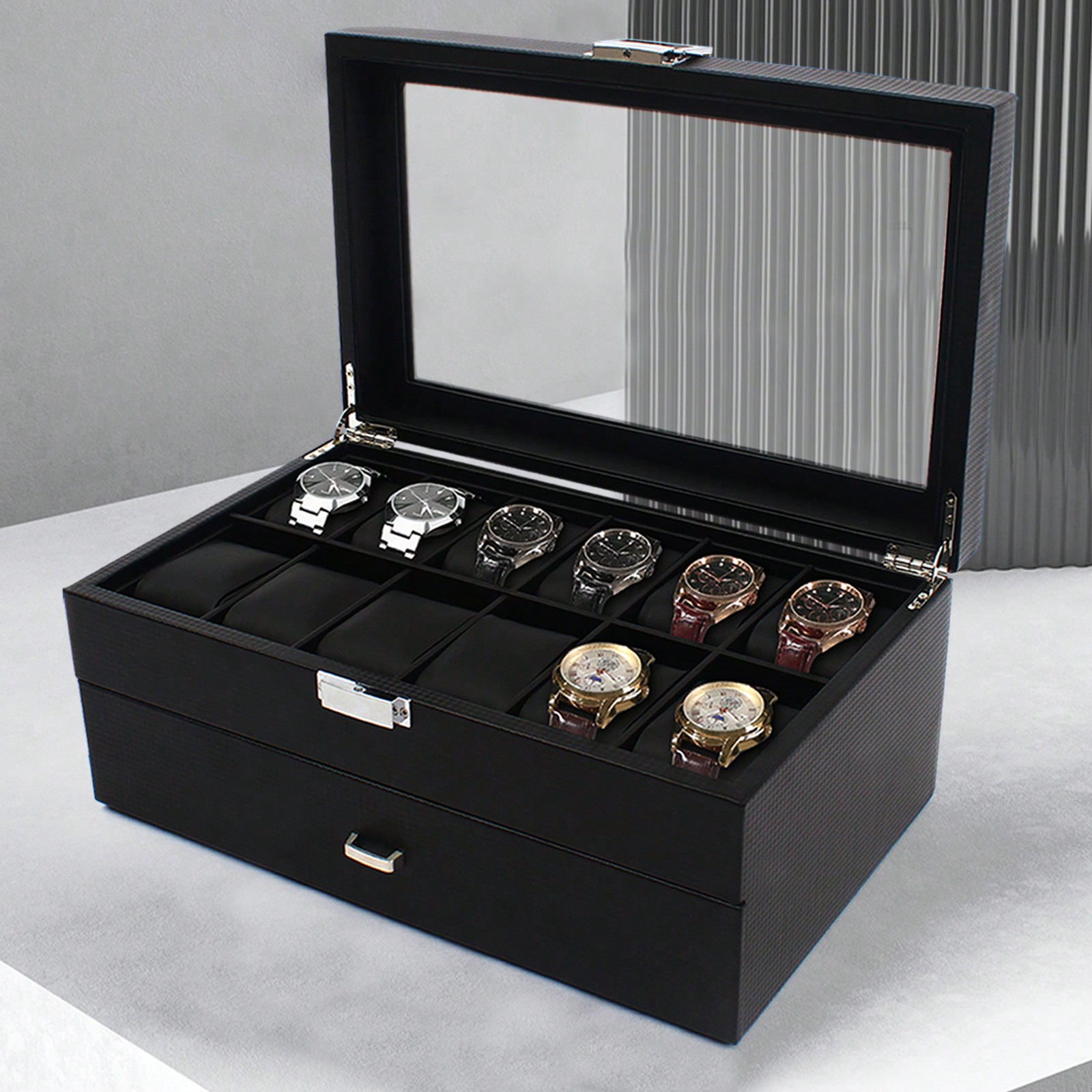 24 Slot Men Watch Display Case - Luxury Watch Organizer reseña y precio