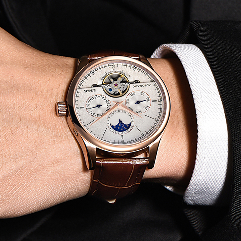 LIGE Brand Classic Mens Retro  - Tourbillon Movement Watch reseña y precio