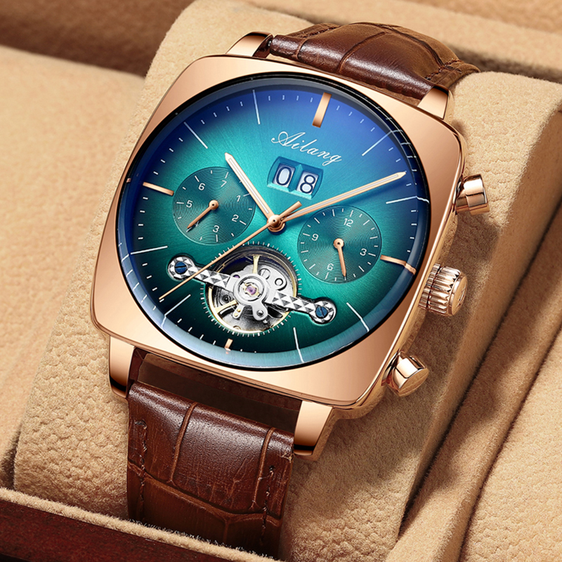 AILANG Fashion Green Big Dial  - Tourbillon Movement Watch reseña y precio