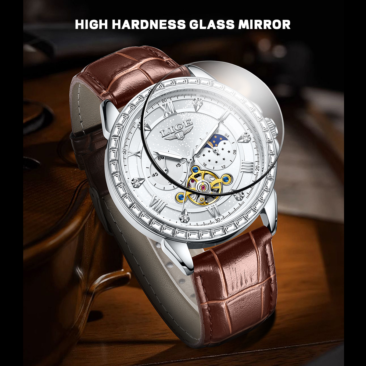 LIGE Big Diamond Dial Moon Pha - Luxury Watch Zone reseña y precio