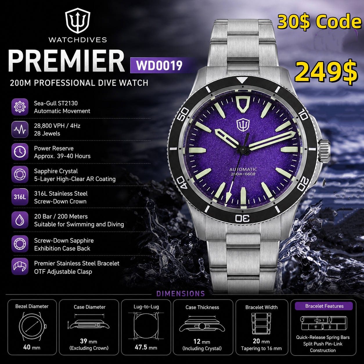 Watchdives Premier WD0019 Auto - Minute Repeater Watch reseña y precio