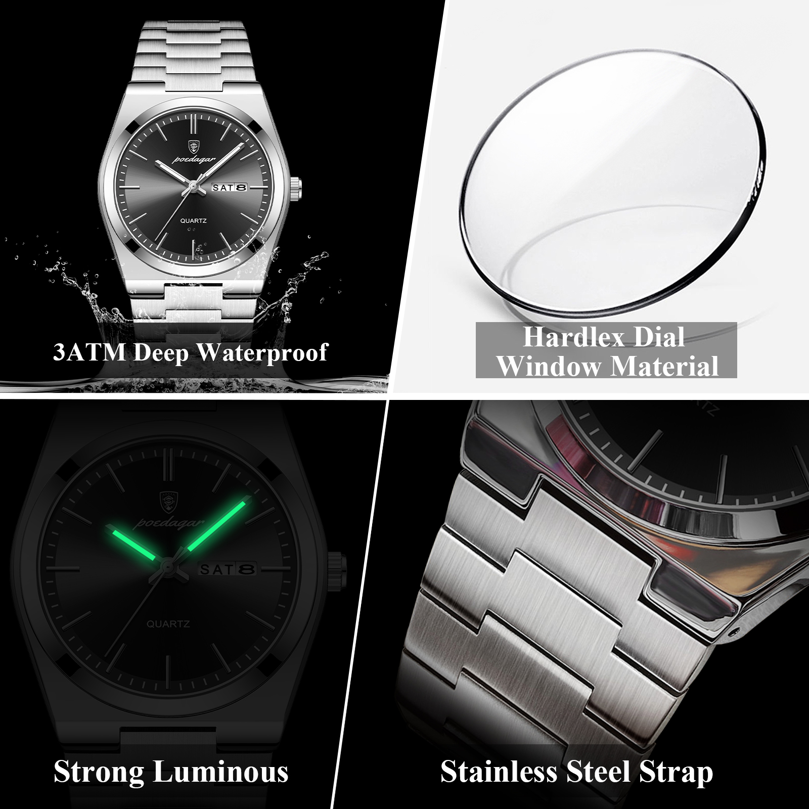 POEDAGAR Luxury Men's Quartz W - Luxury Watch Ap reseña y precio