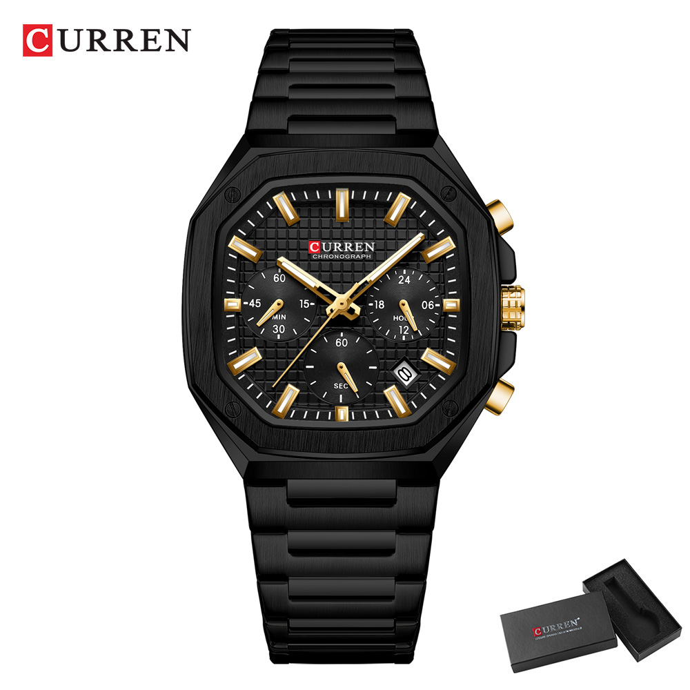CURREN Luxury Square Chrono Wa - Luxury Watch Black reseña y precio