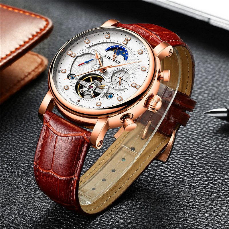 Luxury Brand KINYUED Automatic - Tourbillon Movement Watch reseña y precio