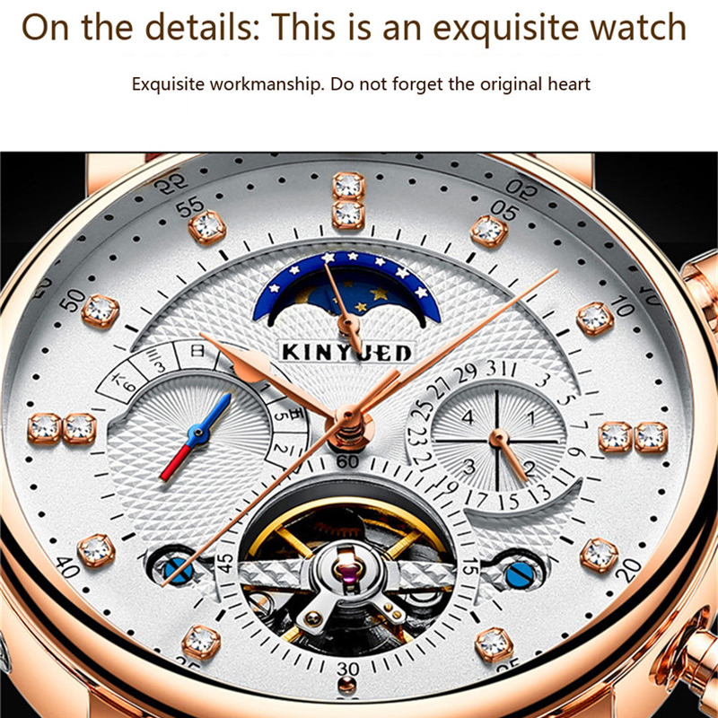 Luxury Brand KINYUED Automatic - Tourbillon Movement Watch reseña y precio